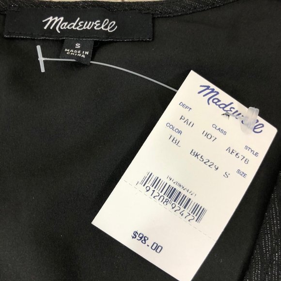 Madewell Shimmer Wrap Top Black Blouse Size Small - Picture 7 of 13